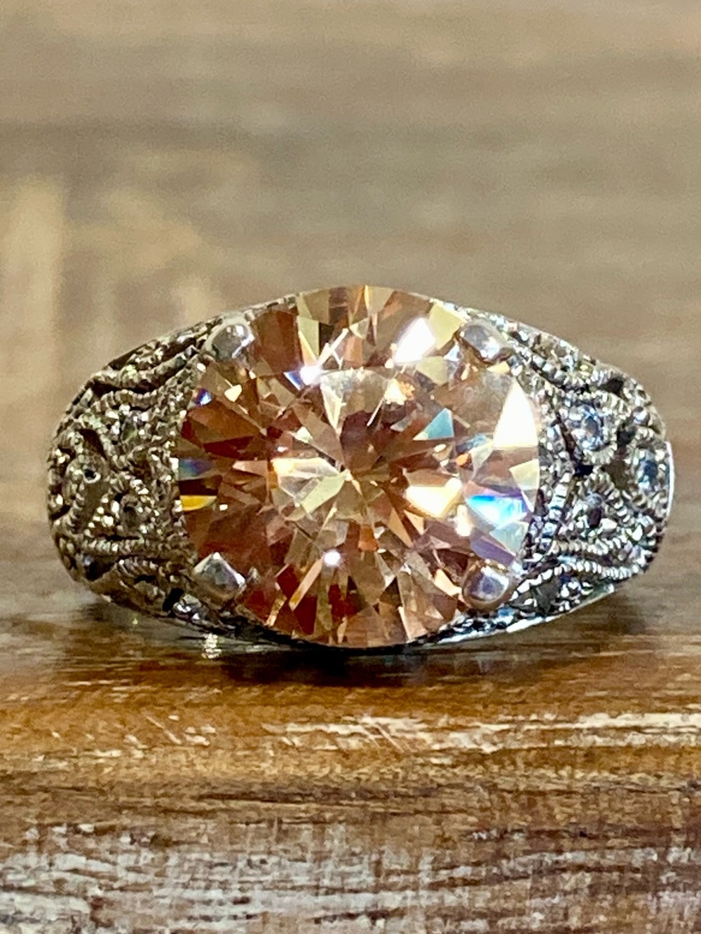 Joseph Esposito ESPO Peach Jubilee Sterling Silver Ring - Size 9